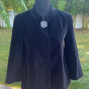 Anthropologie Tulle black velvet peacoat